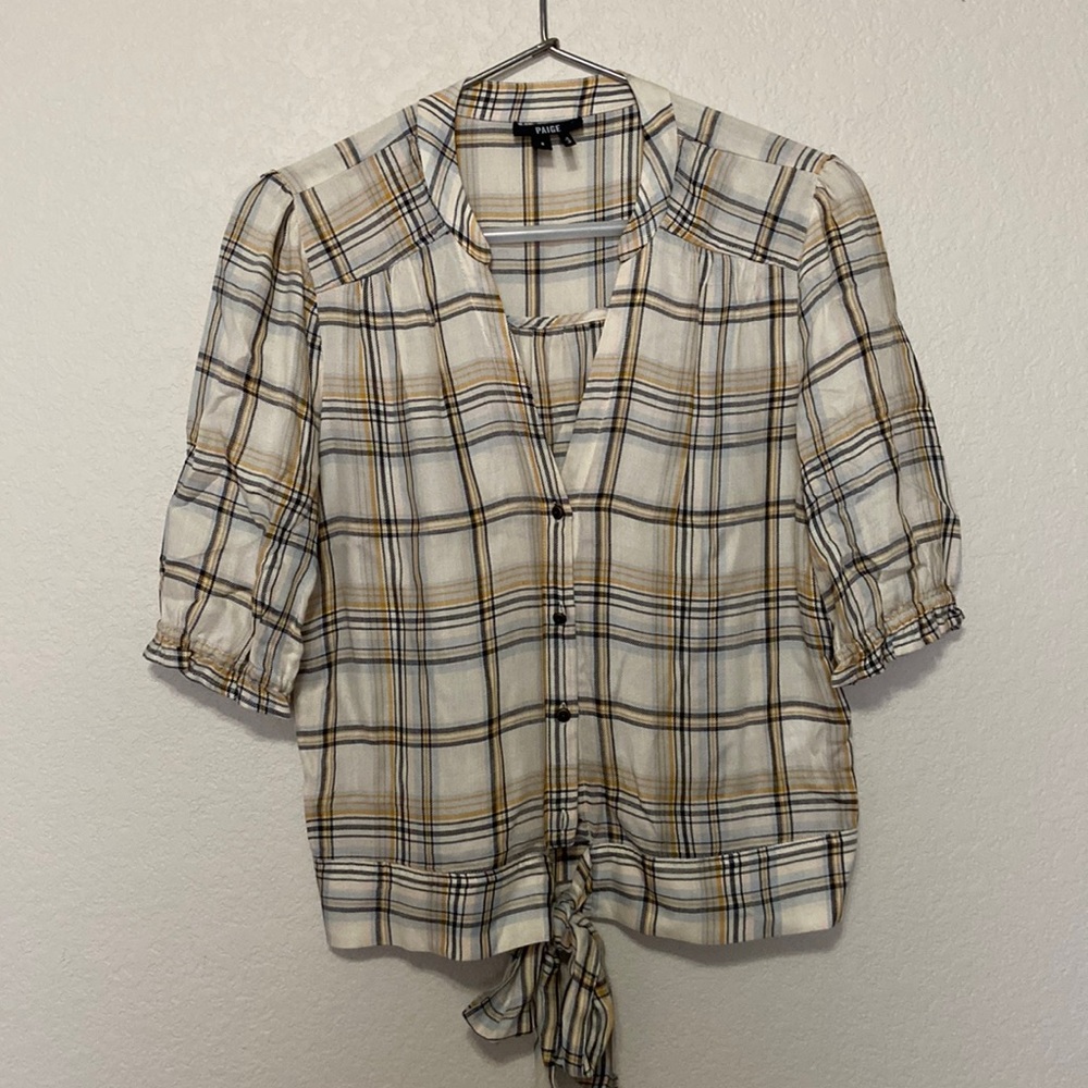 Paige plaid tie-waist top